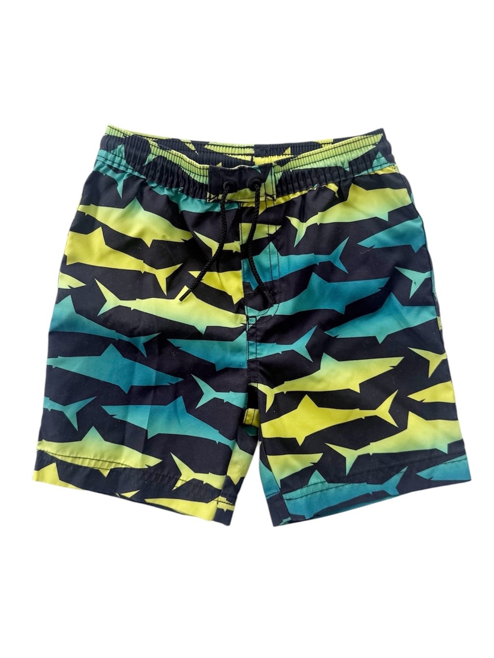 Tea Collection Sunwashed Shark Print Swim Trunks size 4